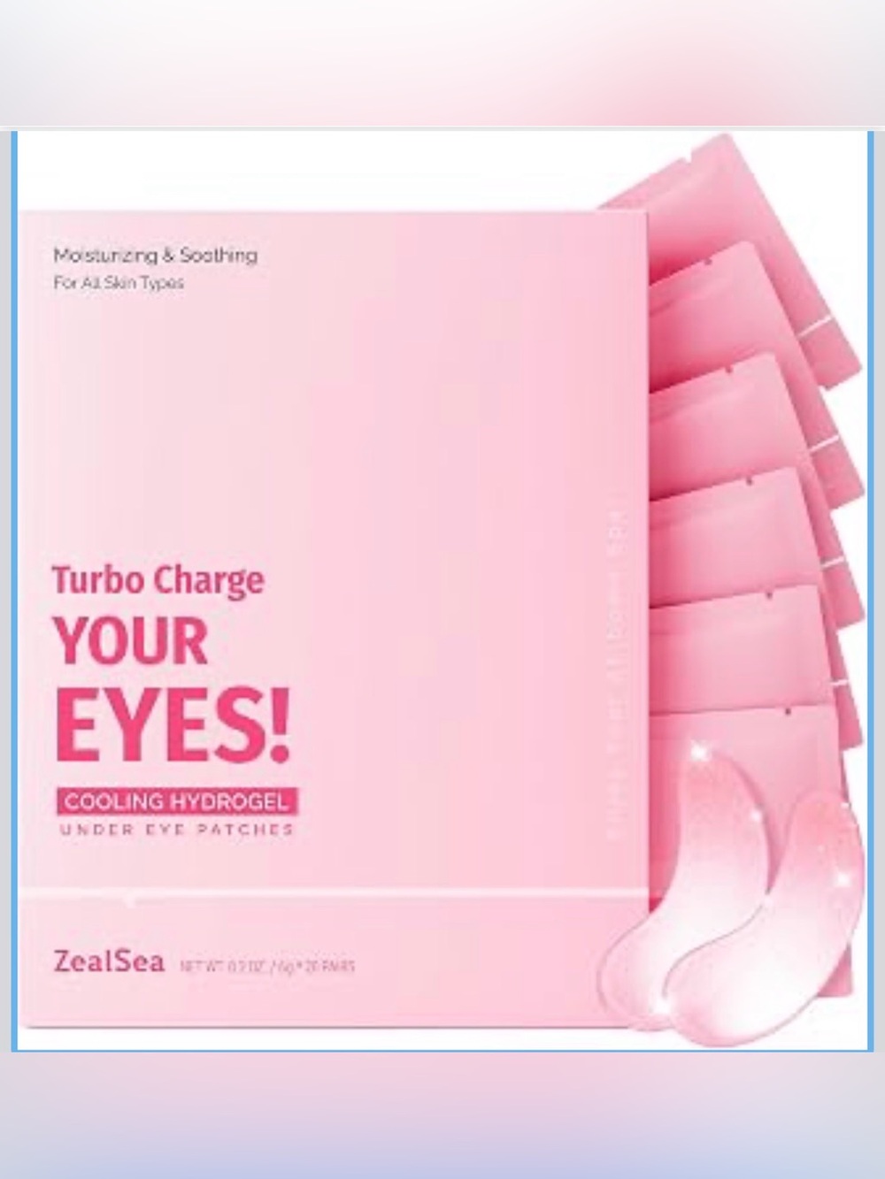 Zealsea Pink Cooling Hydrogel Under Eye Patches - Moisturizing & Soothing 20pc